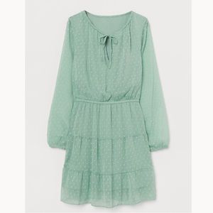 DIVIDED H&M, Plumeti Chiffon Dress, in Light Green, Size L